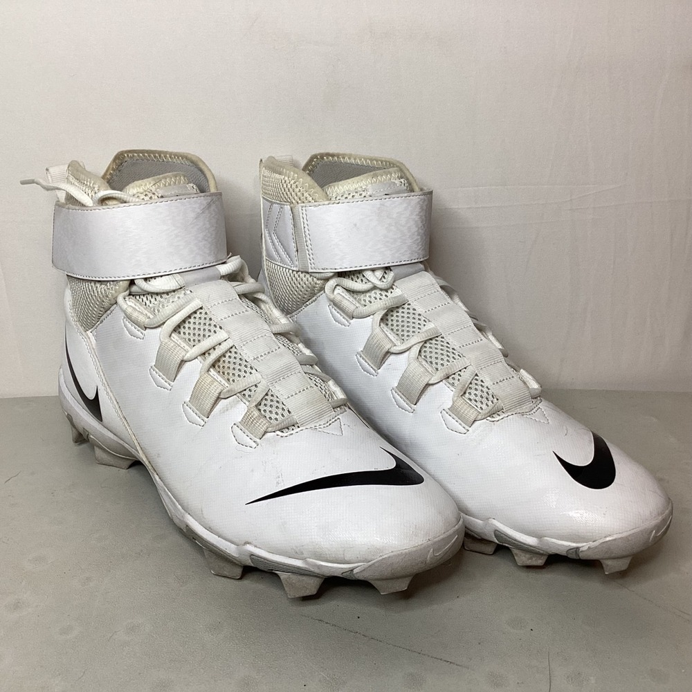 Nike Men's White Football Cleats Mid Top Lace Up Athletic Shoes FastFlex